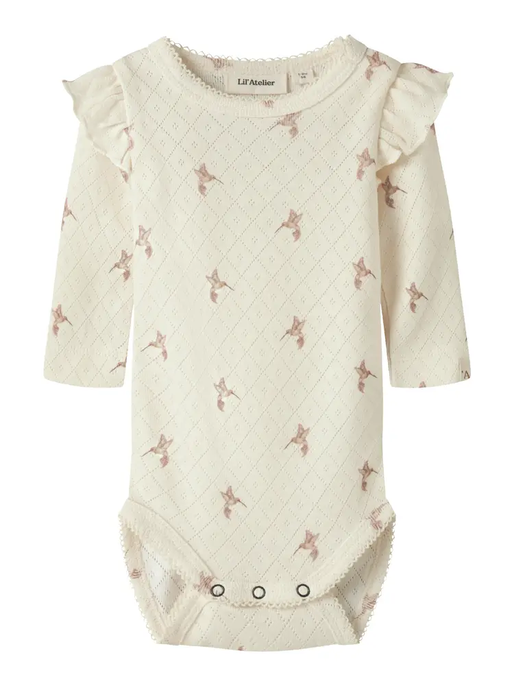 Lil' Atelier Rachello Tyl Långärmad Slim Body - Turtledove - 68