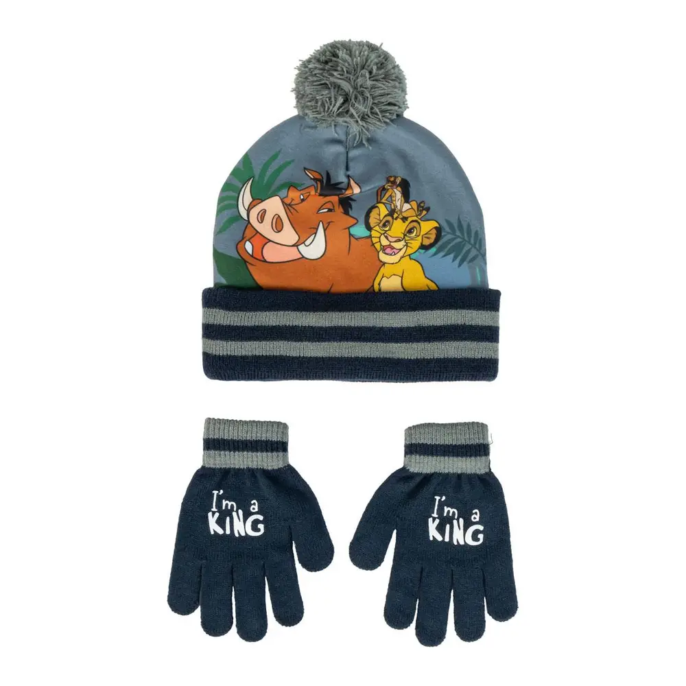 Mössa & Vantar Set - Lion King - Grå/Blå - 2-6 ÅR | Barnkläder - Mössor, vantar och tossor - Mössor & balaclavas | BabyMode