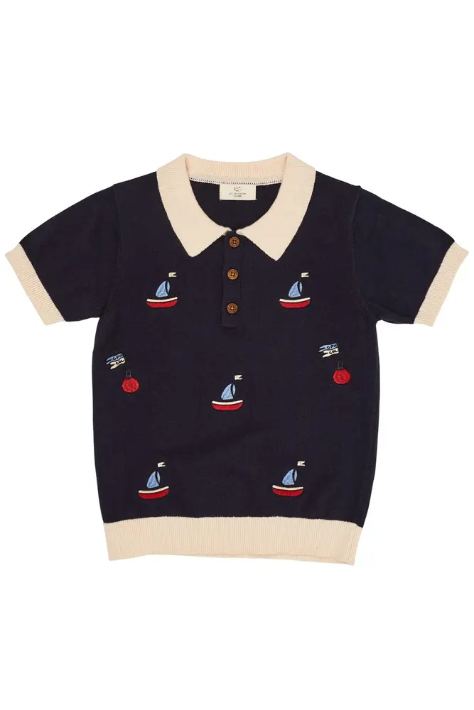 Polo m. både - CREAM/NAVY - 104
