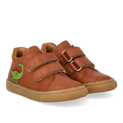 Sneaker m. Dino Broderi - Cognac/Cognac | Barnskor - Sneakers - Sneakers med kardborre | BabyMode