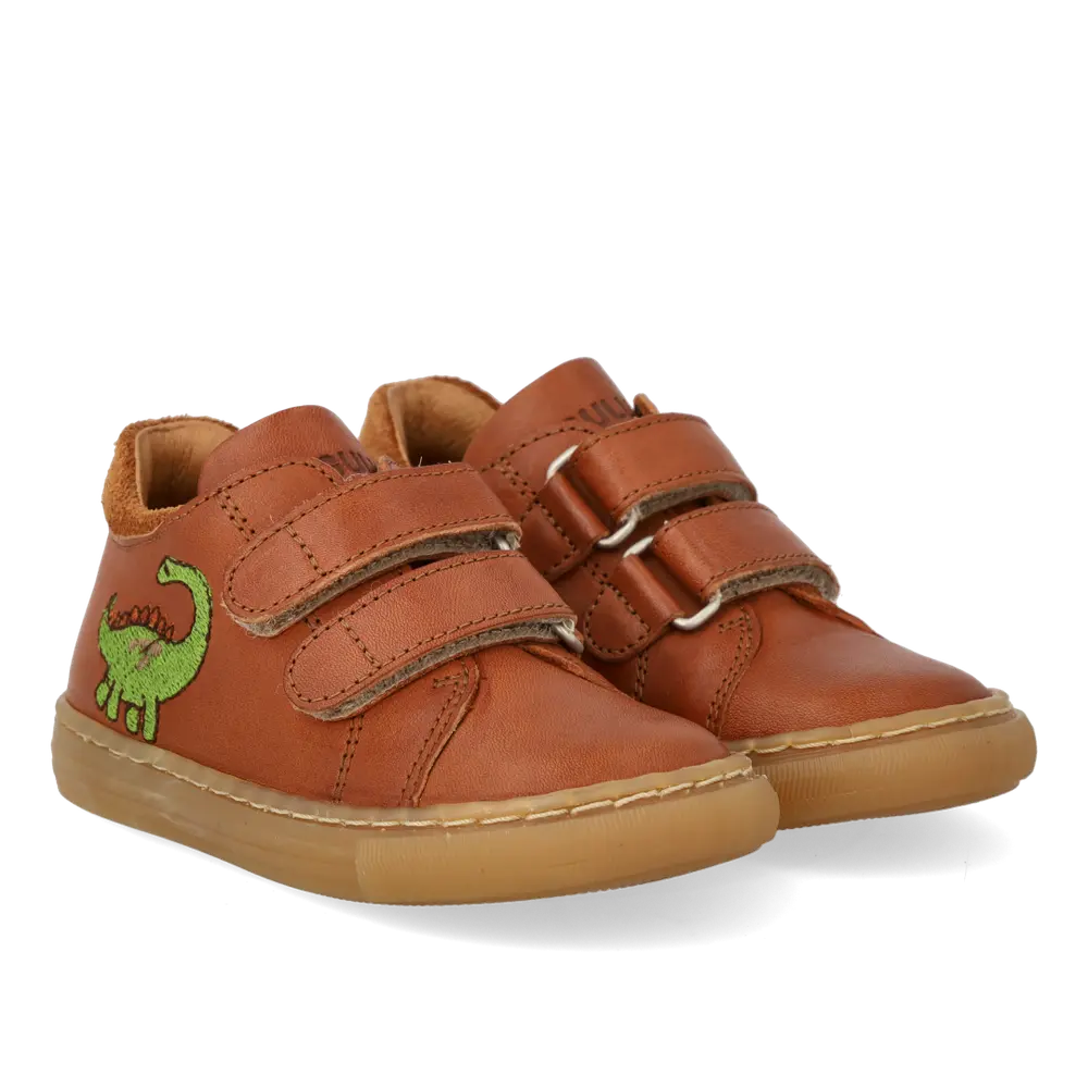 Sneaker m. Dino Broderi - Cognac/Cognac - 25 | Barnskor - Sneakers - Sneakers med kardborre | BabyMode