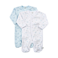 Långärmad Pyjamas med Fot 2-pack - Light Blue