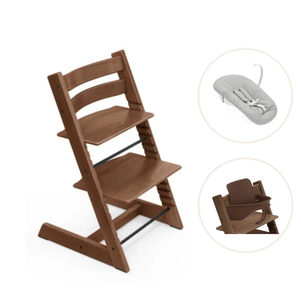 Stokke® Tripp Trapp Stol Bok Inkl. Newborn Set & Babyset - Warm Brown | Baby & Barn - Äta - Barnstolar & tillbehör - Barnstolar med tillbehör | BabyMode