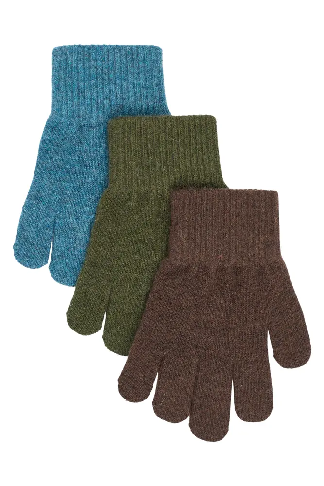 Mikk-Line Magiska Handskar, 3-pack - Blue Mirage-Kombu Green-Coffee Bean - 1-3 ÅR