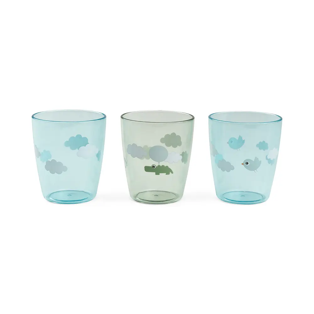 Done By Deer Yummy Mini Glas 3 -pack - Happy Clouds Grön | Baby & Barn - Äta - Barnserviser | BabyMode