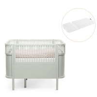 Växasäng 2i1 Baby & Juniorsäng och Madrass till Classic II - Mist Green