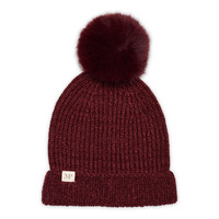 Svaneke mössa - Pompons - Wine Red