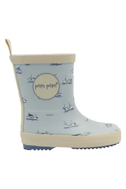 Bliss Gummistövlar m. Tryck - Pearl Blue Boat AOP | Barnskor - Gummistövlar | BabyMode