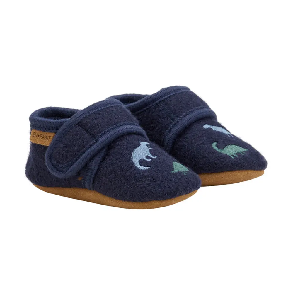 Ulltofflor med Broderi - Navy - 21/22 | Barnskor - Inneskor & tofflor - Ulltofflor | BabyMode