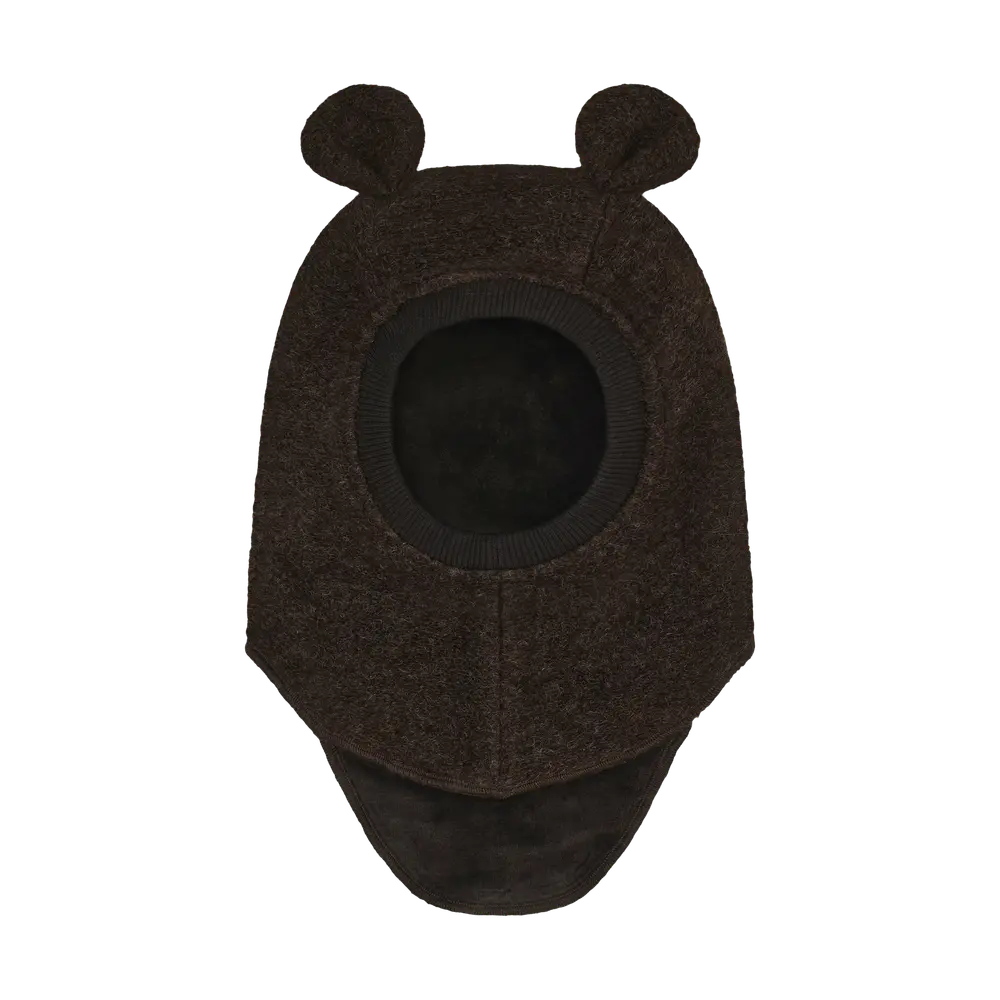 Balaclava med öron ull - Dark Brown Melange - 50
