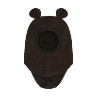 Balaclava med öron ull - Dark Brown Melange