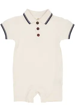 Pique polo romper - CREAM | Kläder - Bodys & overaller - Kortärmad body | BabyMode