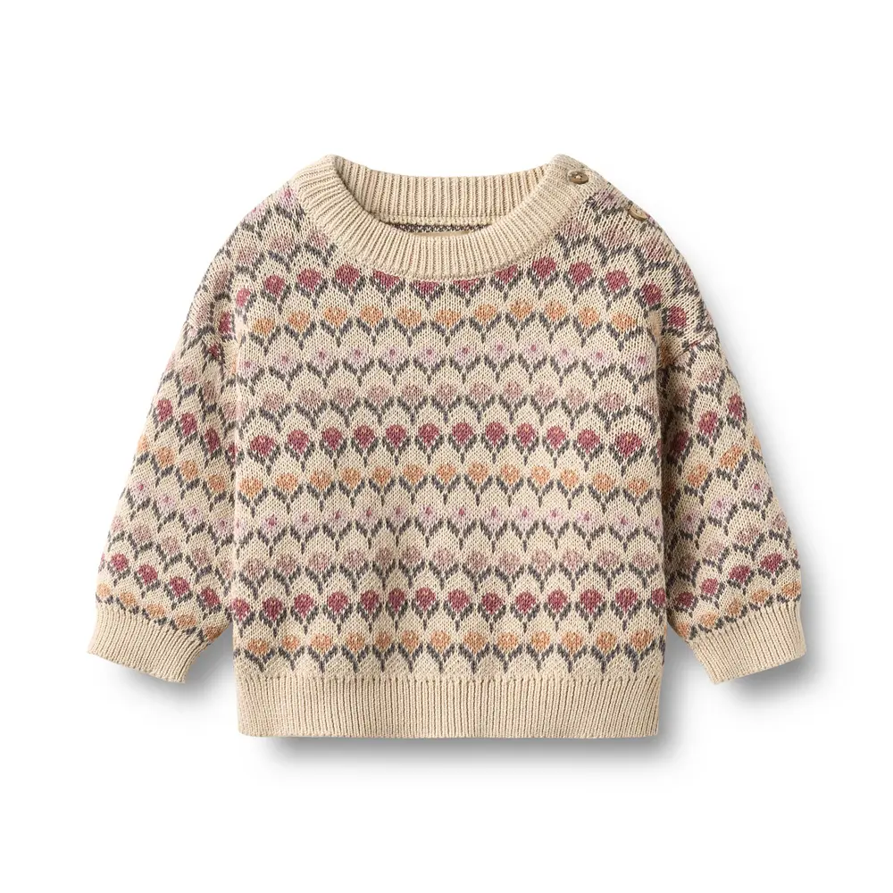 Wheat Harlow Jacquardtröja - Offwhite - 80