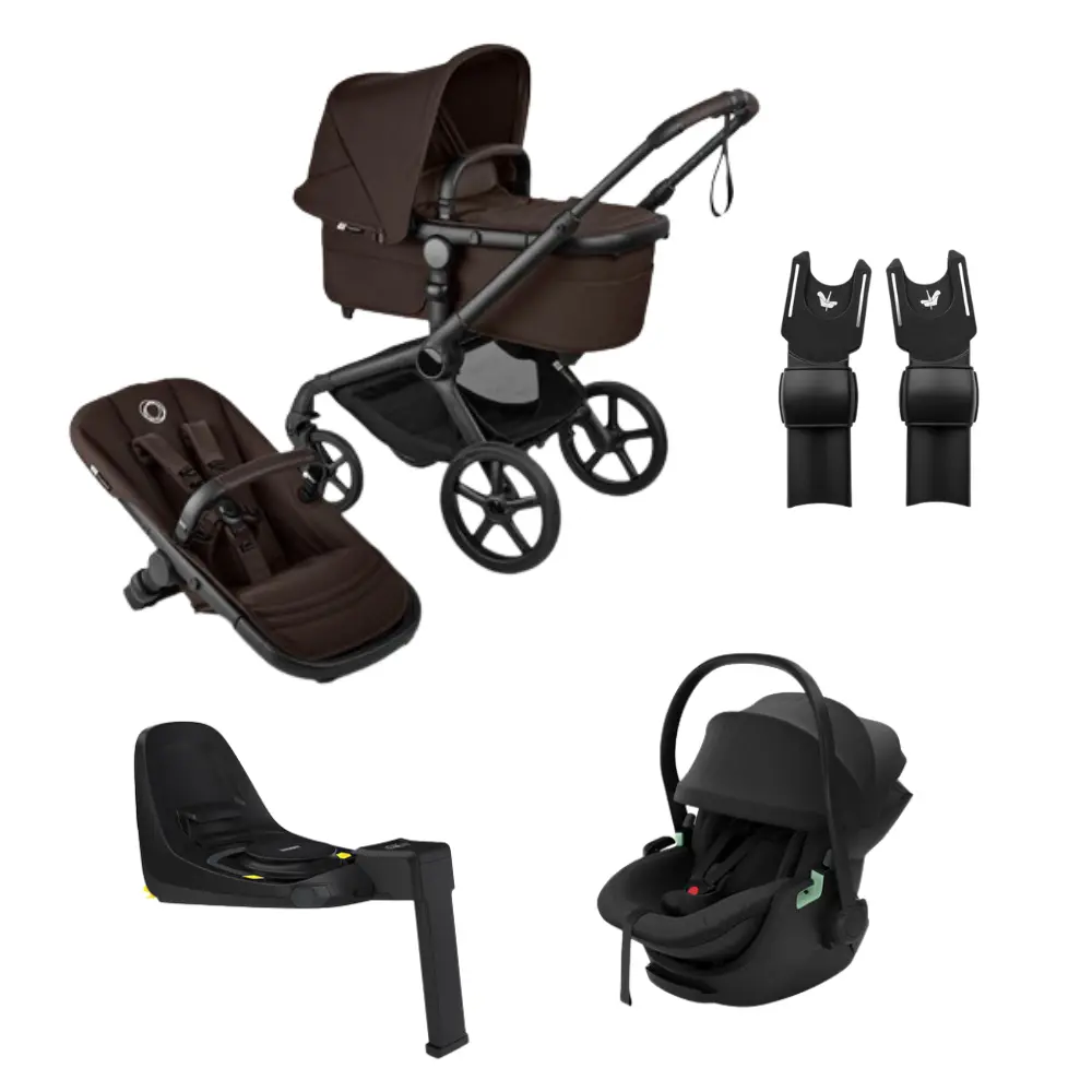 Bugaboo Fox 5 Renew Barnvagn + Thule Maple Babyskydd & Bas - Cocoa Brown/Black | Barnvagnar - Barnvagnspaket | BabyMode