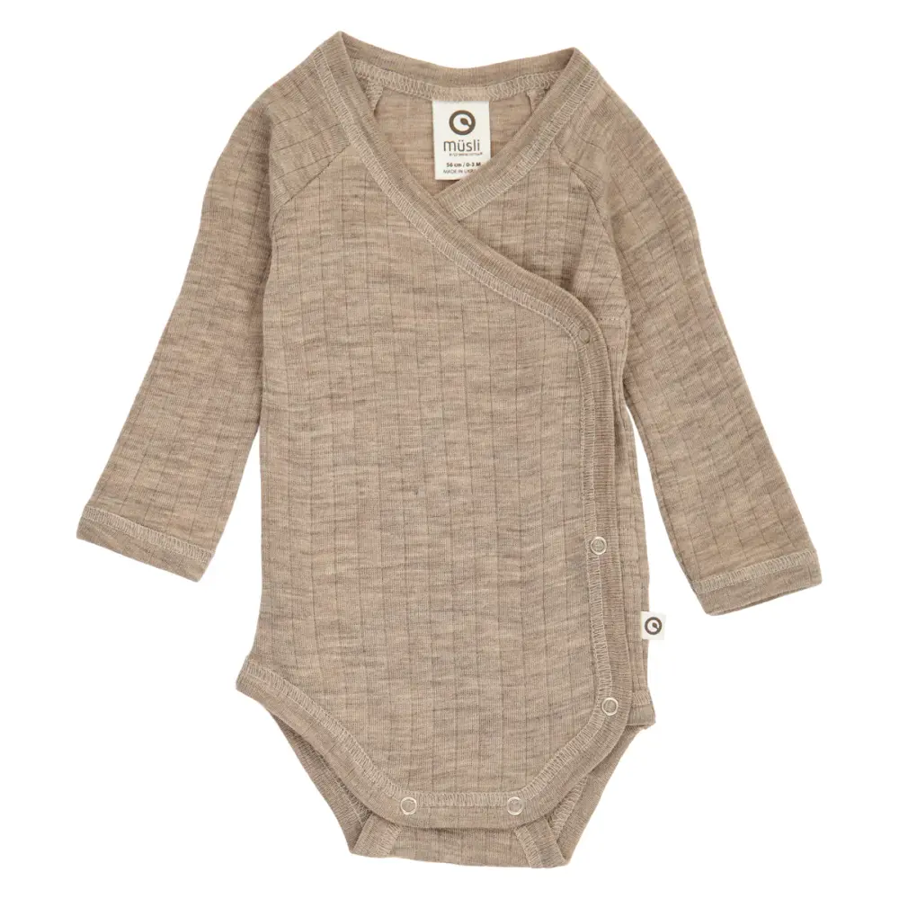 Långärmad Body Woolly - Balsam Melange - 44 | Barnkläder - Ull - Ullbodys | BabyMode