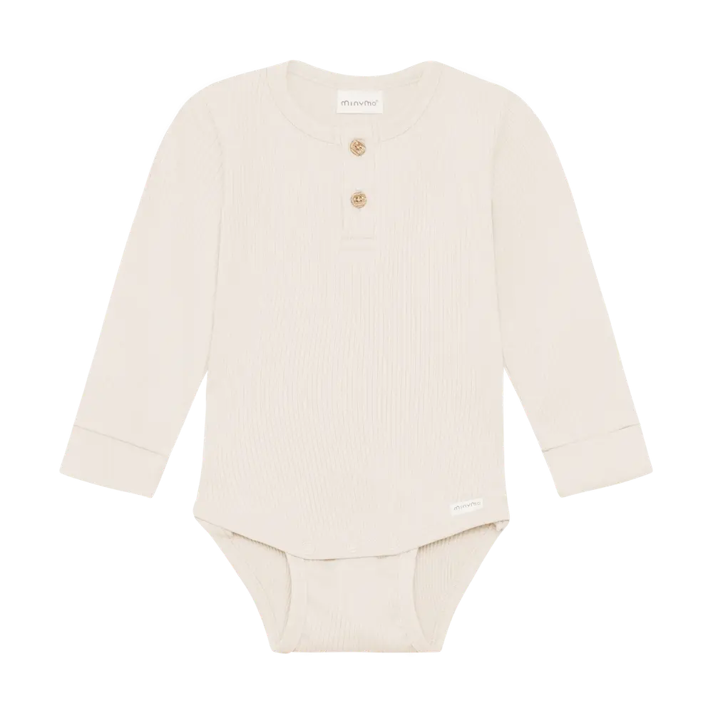 Minymo Långärmad Rib Body - Feather Gray - 50