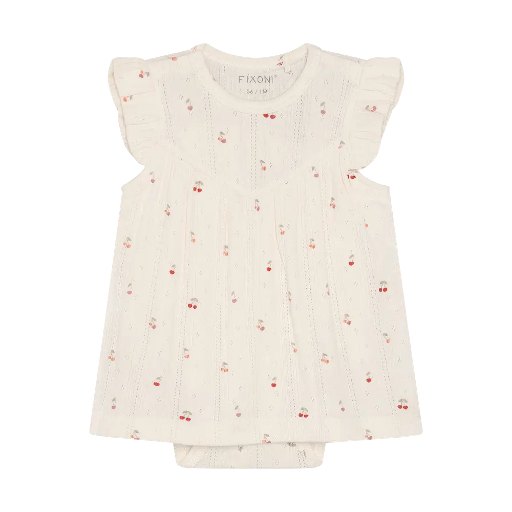 Kortärmad Bodyklänning Pointelle - Eggnog - 62 | Barnkläder - Toppar - Klänningar - Bodyklänningar | BabyMode