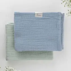 Muslinfilt Set Ljusgrön + Ljusblå | Barnrum - Textilier - Muslinfiltar | BabyMode