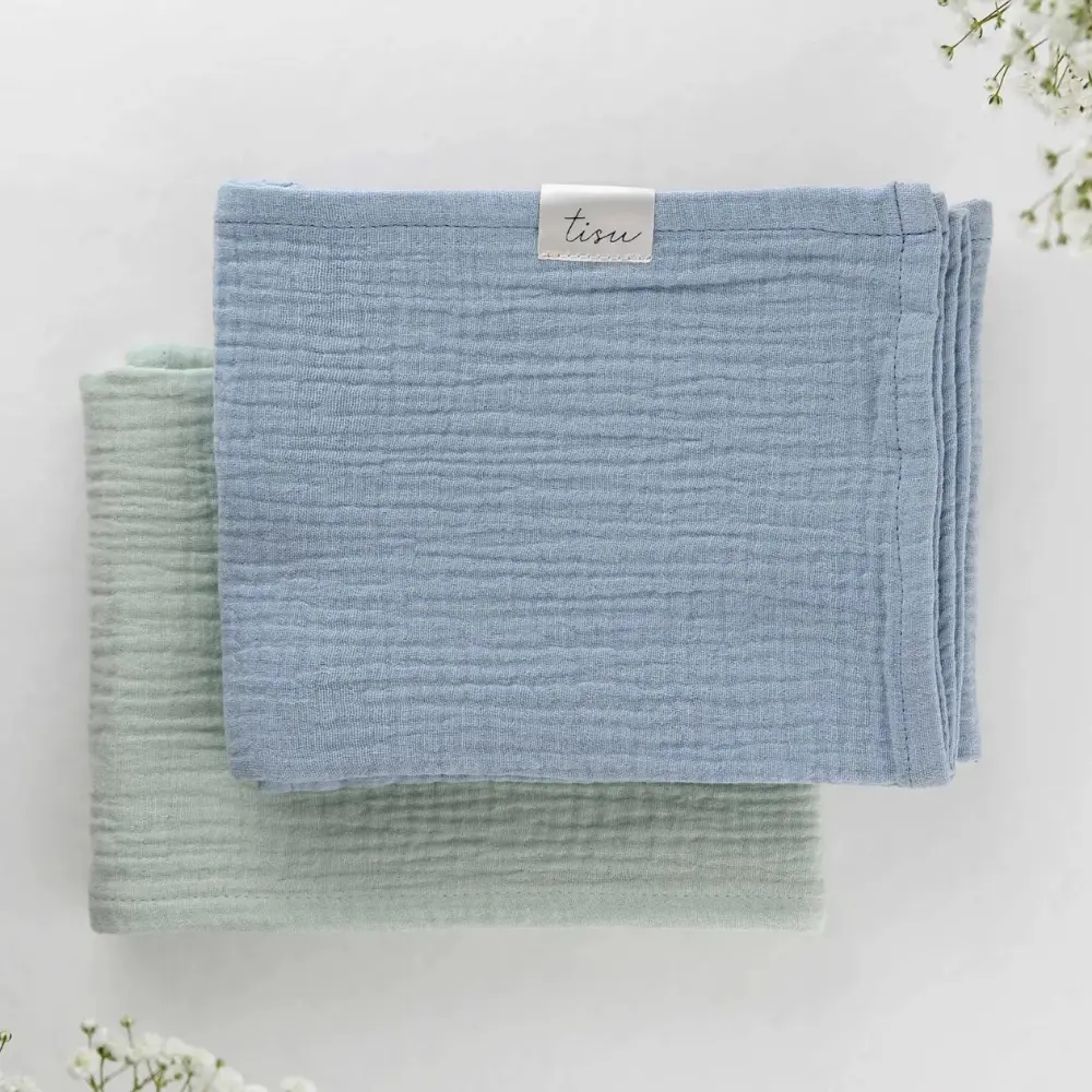 Muslinfilt Set Ljusgrön + Ljusblå | Barnrum - Textilier - Muslinfiltar | BabyMode
