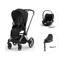 Priam Sittvagn + Cloud T + Basenhet T - Sepia Black/Chrome Black | Barnvagnar | BabyMode