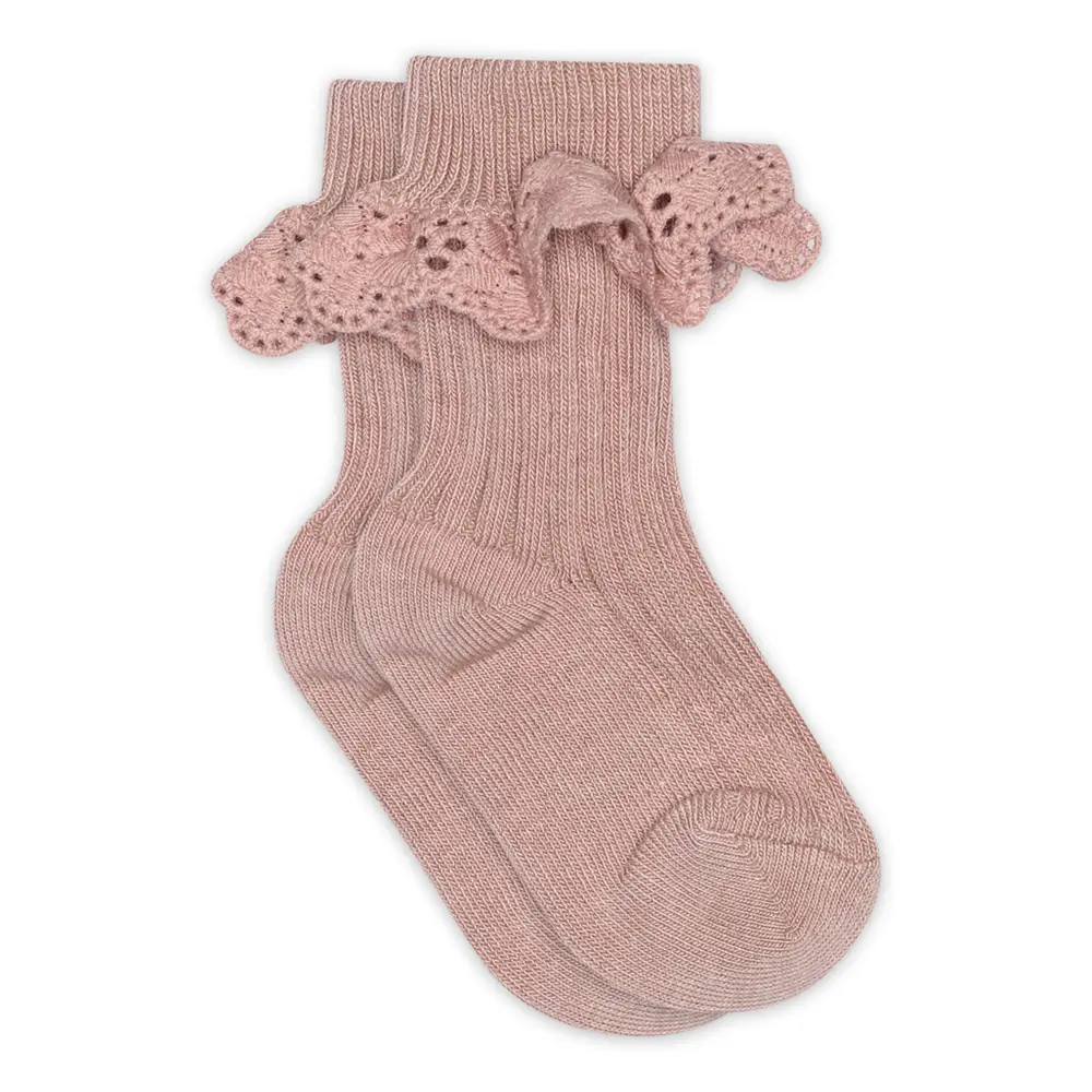 Lisa strumpa med spets - Woodrose - 19/21 | Barnkläder - Strumpor & strumpbyxor - Strumpor | BabyMode