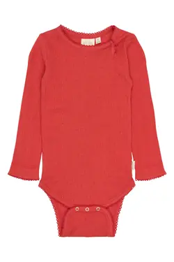 Suze Långärmad Pointelle Body - Molten Lava