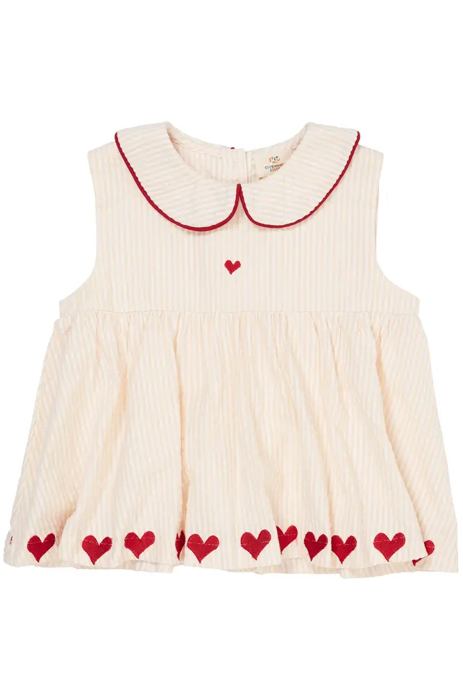Blus med hjärtmönster - Dusty Rose - 98