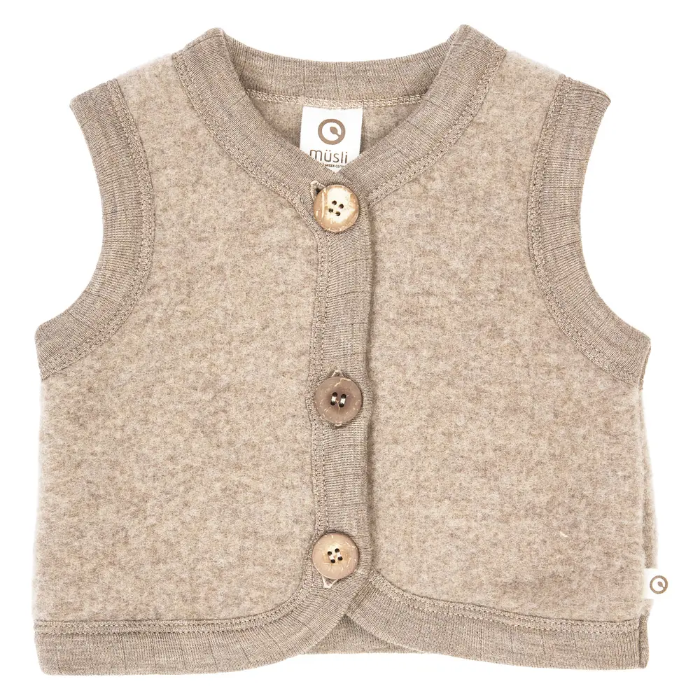 Müsli Väst i Merinould Fleece - Balsam Melange  - 62