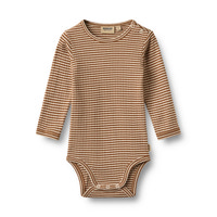 Wheat Freddie Långärmad Body - Warm Hazel Stripe