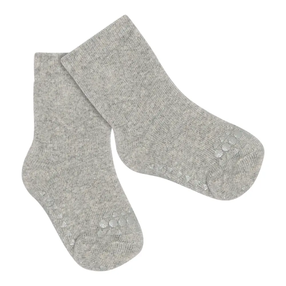 GoBabyGo Halkstrumpor Terry Bomull - Grey Melange - 14/16