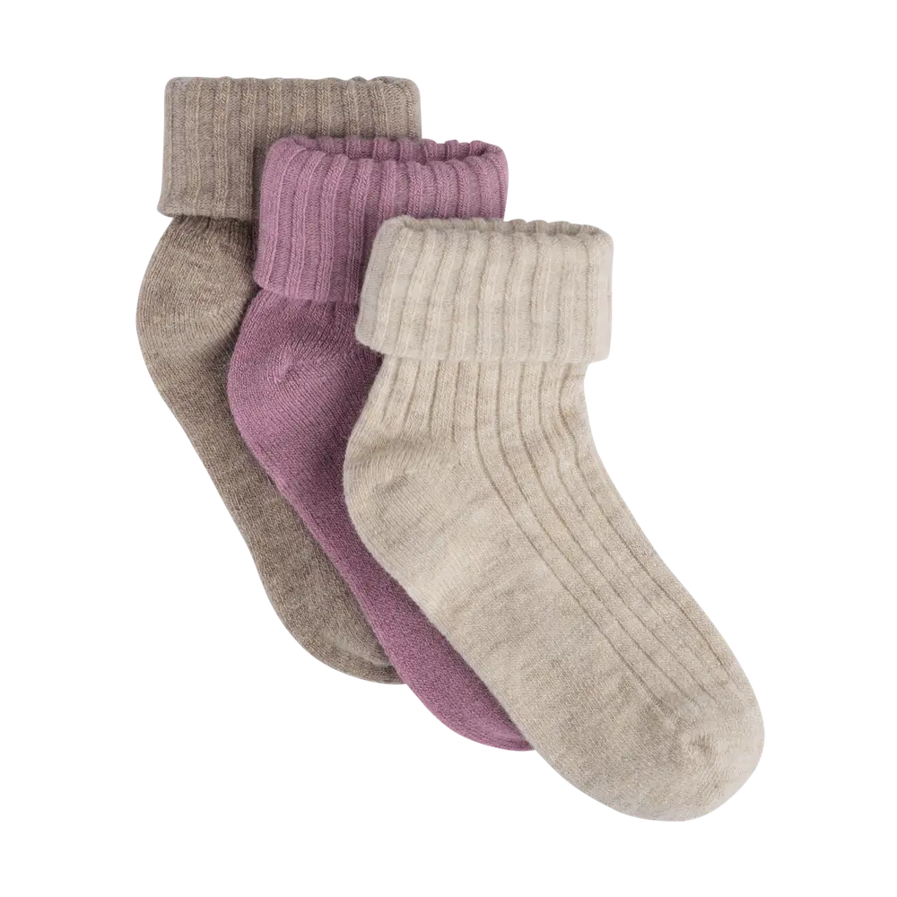 BeKids Rib Strumpor Ull 3-Pack - Burnished Lilac - 15\18