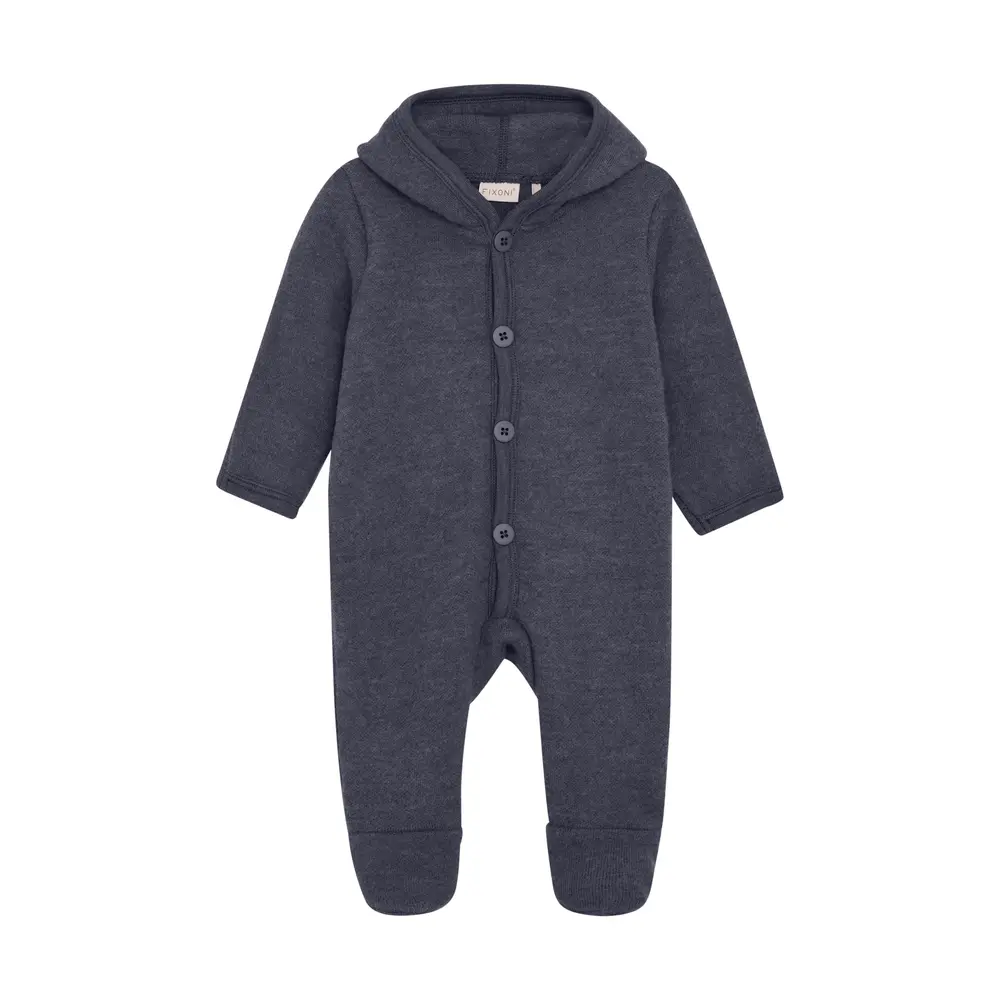 Hush Babyoverall Ull Dark Grey Melange - Odyssey Gray Melange - 74 | Barnkläder - Ull - Ulloveraller | BabyMode