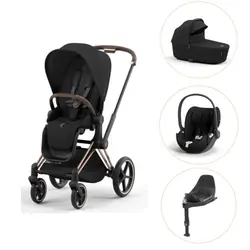 Cybex Priam Duovagn + Cloud T Plus + Bas T - Rosegold/Sepia Black | Barnvagnar | BabyMode