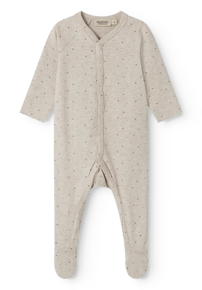 Renas Jumpsuit - Beige Mel Dot - 68/6 MDR. | Barnkläder - Bodys & overaller - Jumpsuit med fot | BabyMode