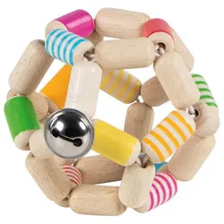 Elastisk Boll i Trä med Skallra & Bjällra | Leksaker - Babyleksaker - Bitringar & skallror | BabyMode