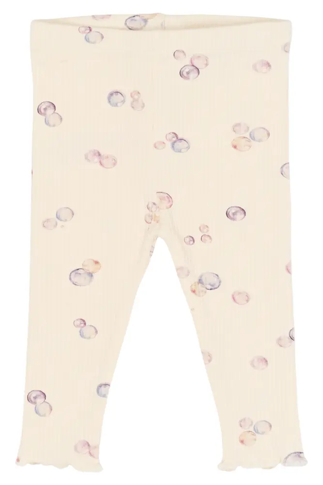 Tamma Rib Leggings - Gardenia AOP - 62 | Barnkläder - Underdelar - Leggings | BabyMode