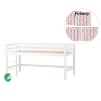 ECO Dream Halvhög säng (delbar) vit 90x200, med rött gardin