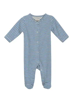 Nyfödd Jumpsuit - Azur Stripe | Kläder - Bodys & overaller - Jumpsuit med fot | BabyMode