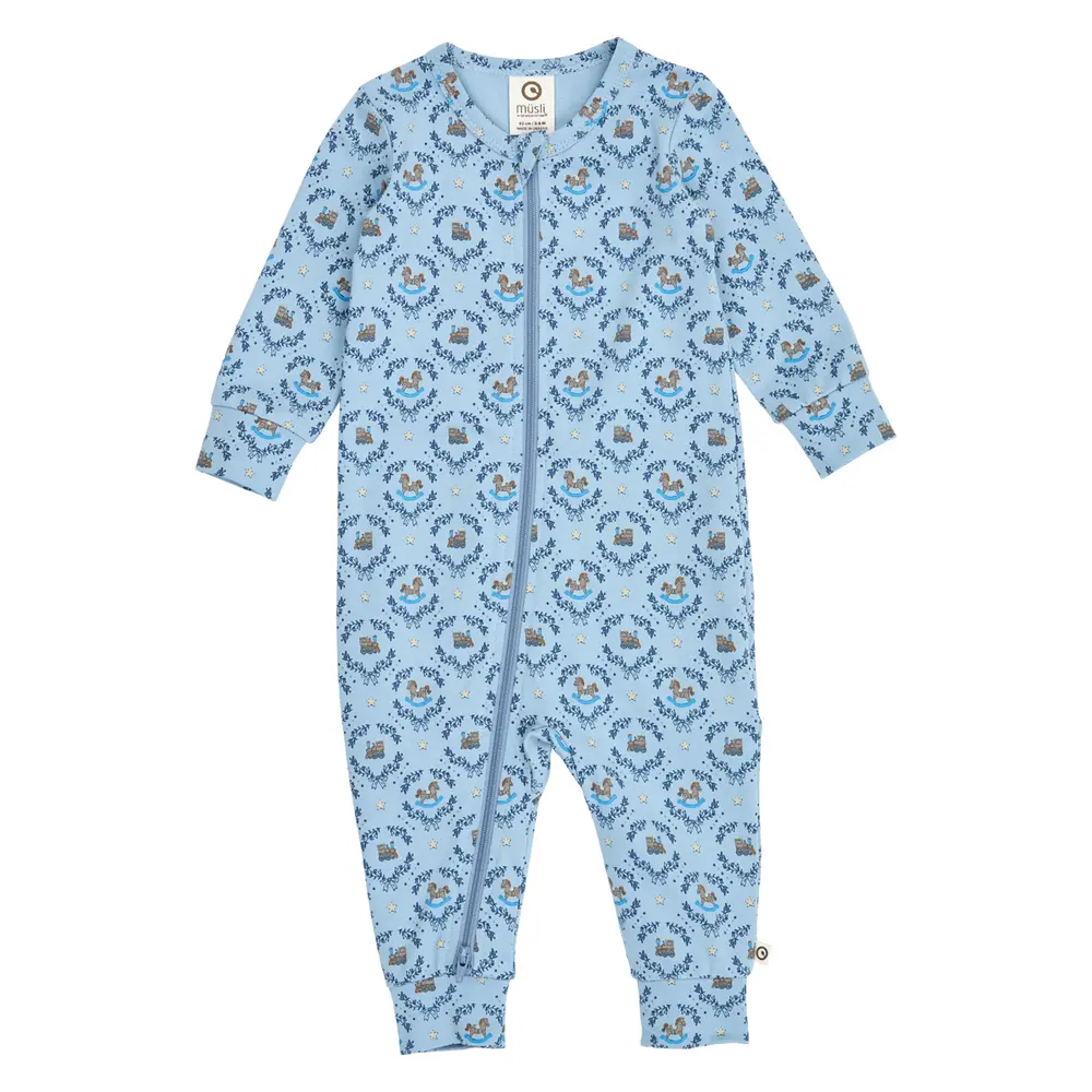 Müsli Heritage Train Jumpsuit m. Dragkedja - Soft Blue/ Navy/ Oak - 56