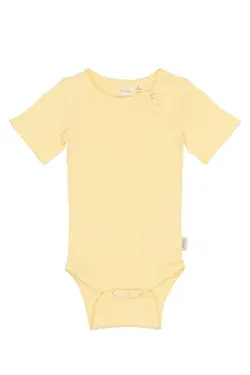 Suze Kortärmad Pointelle Body - Mellow Yellow | Barnkläder - Bodys & overaller - Kortärmad body | BabyMode