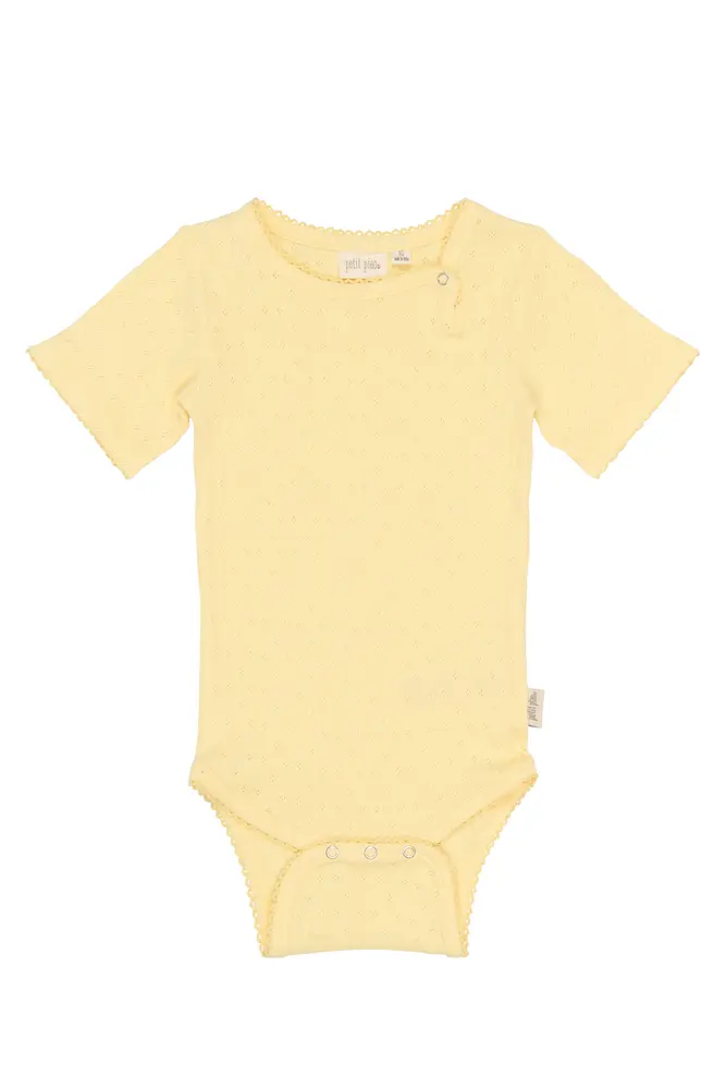 Suze Kortärmad Pointelle Body - Mellow Yellow - 86