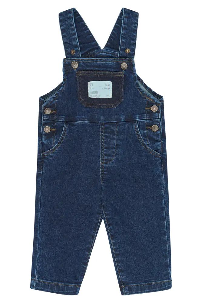 Petit Piao Gelm Denim Hängselbyxor - Blue Denim - 86 CM