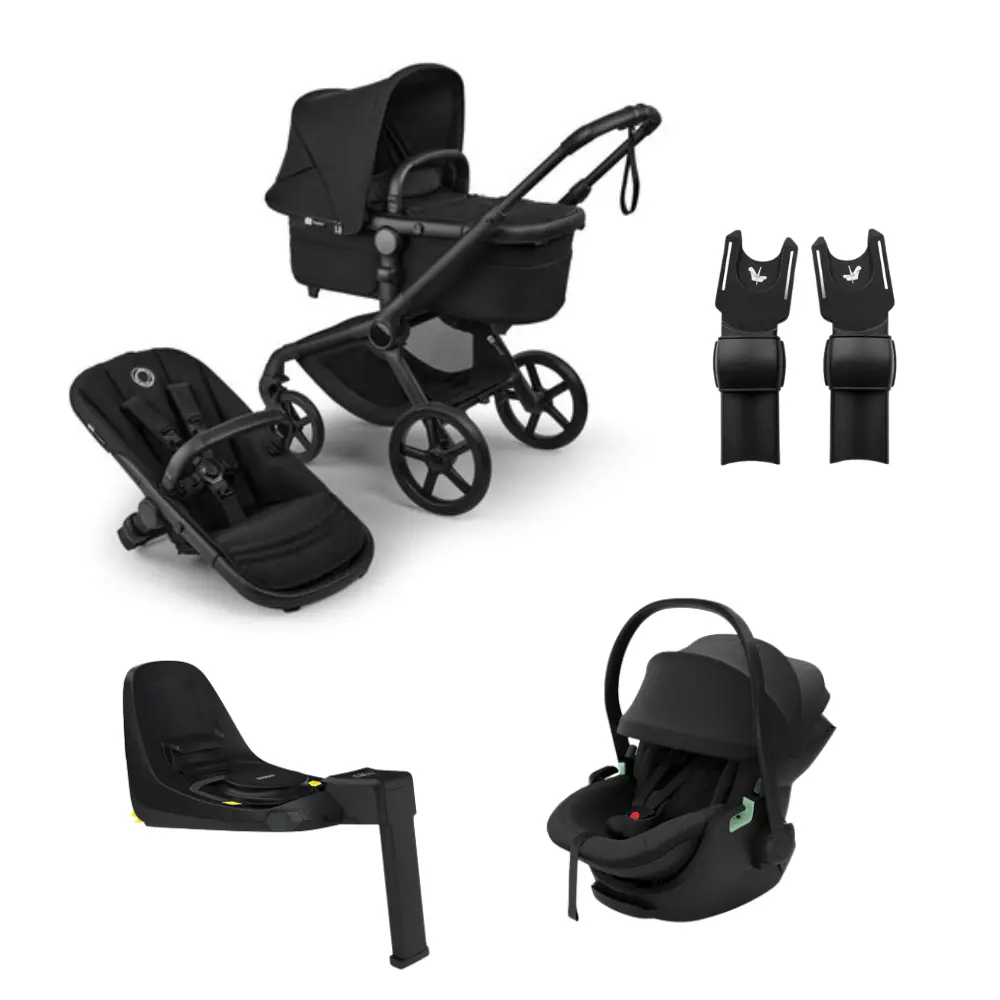 Bugaboo Fox 5 Renew Barnvagn + Thule Maple Babyskydd & Bas - Heritage Black/Black | Barnvagnar - Barnvagnspaket | BabyMode