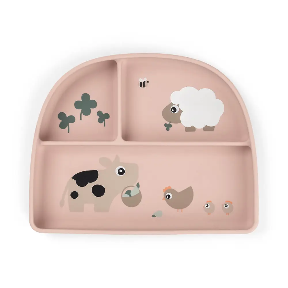 Stick&Stay delad tallrik Tiny farm Powder | Baby & Barn - Äta - Barnserviser | BabyMode