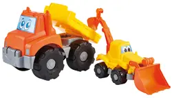 Lastbil med Liten Grävare | Leksaker - Utomhuslek - Trädgårdslek | BabyMode