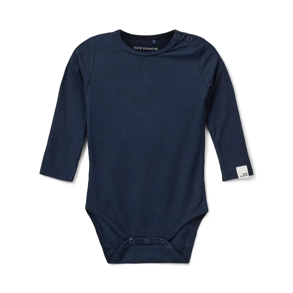Dicte Långärmad Body - Navy Blue - 86 | Barnkläder - Bodys & overaller - Långärmad body | BabyMode