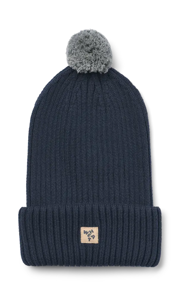 Habar Stickad Mössa - Ink melange - 3-5 ÅR
