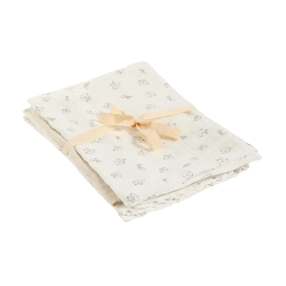 Pippi Muslinfilt 3‑pack 65x65 - Rainy Day | Barnrum - Textilier - Muslinfiltar | BabyMode