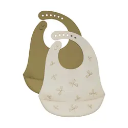 Silikon Haklapp 2-Pack - Khaki | Baby & Barn - Äta - Haklappar | BabyMode