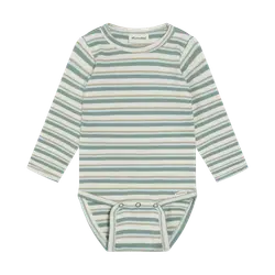 Langærmet Rib Body m. Ränder - Lily Pad | Kläder - Bodys & overaller - Långärmad body | BabyMode